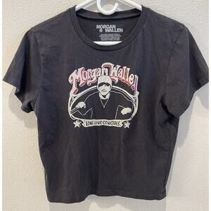 Morgan Wallen XL Women’s Crop Band T-shirt. Black W/ Red And White Graphics
